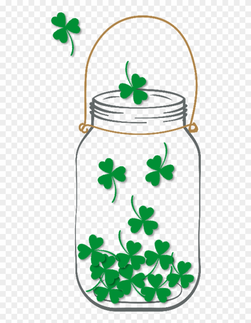 Shamrocks In Mason Jar Png - Calendar Clipart