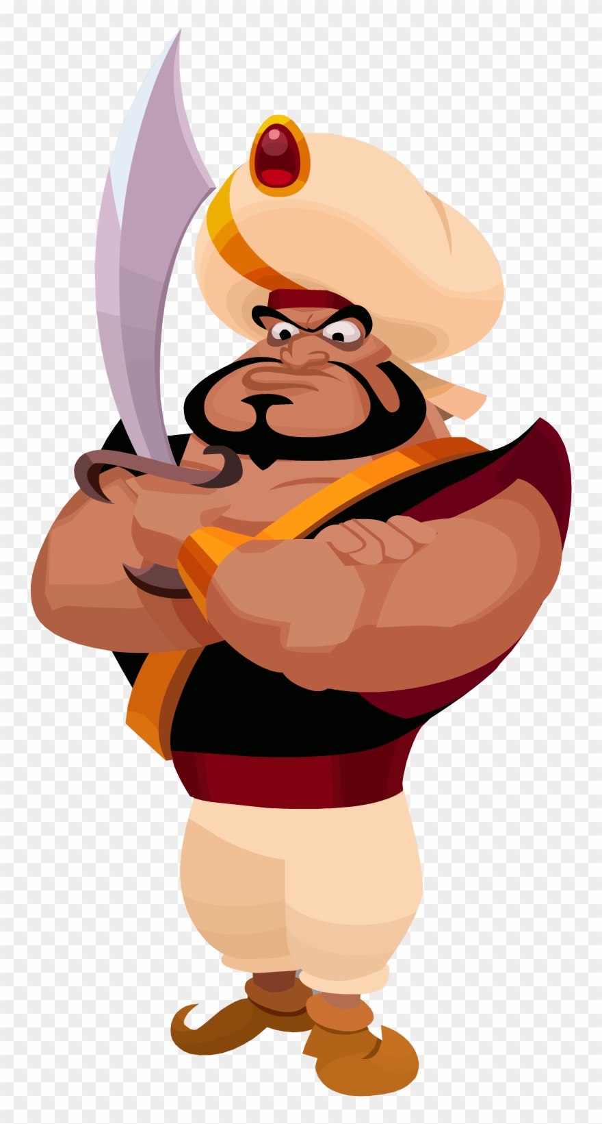 Kinda Like This But He Has A A Handlebar Mustache - Razoul Aladdin Png Clipart