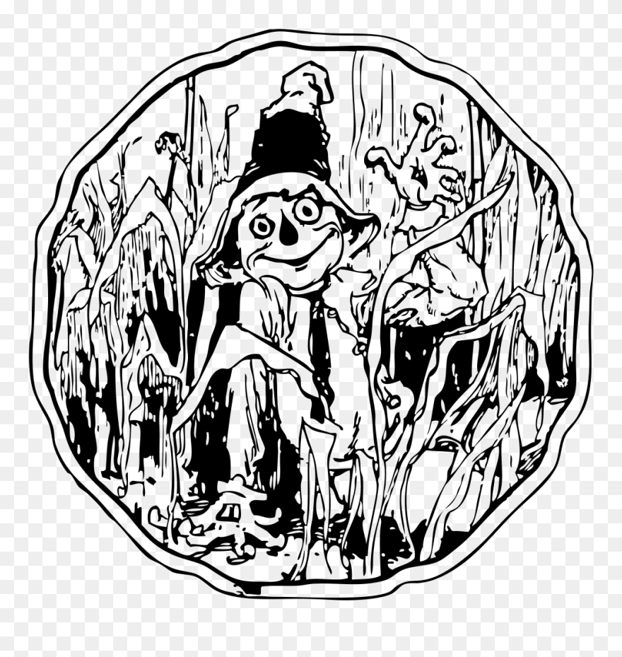 Drawings Of Fields With Scarecrow Clipart