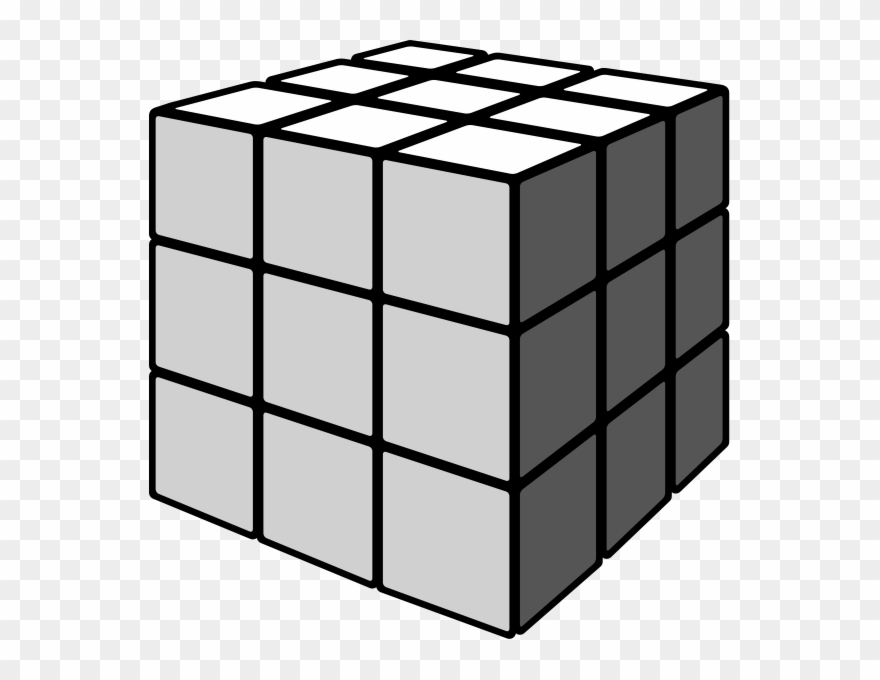 Rubiks Cube Gray - Black And White Kubrick Cube Clipart