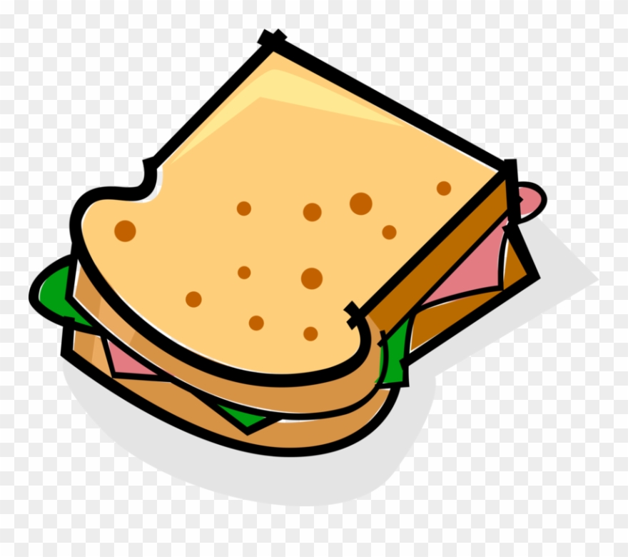 Vector Illustration Of Sandwich Sliced Cheese Or Meat - Ham Sandwich Clipart - Png Download
