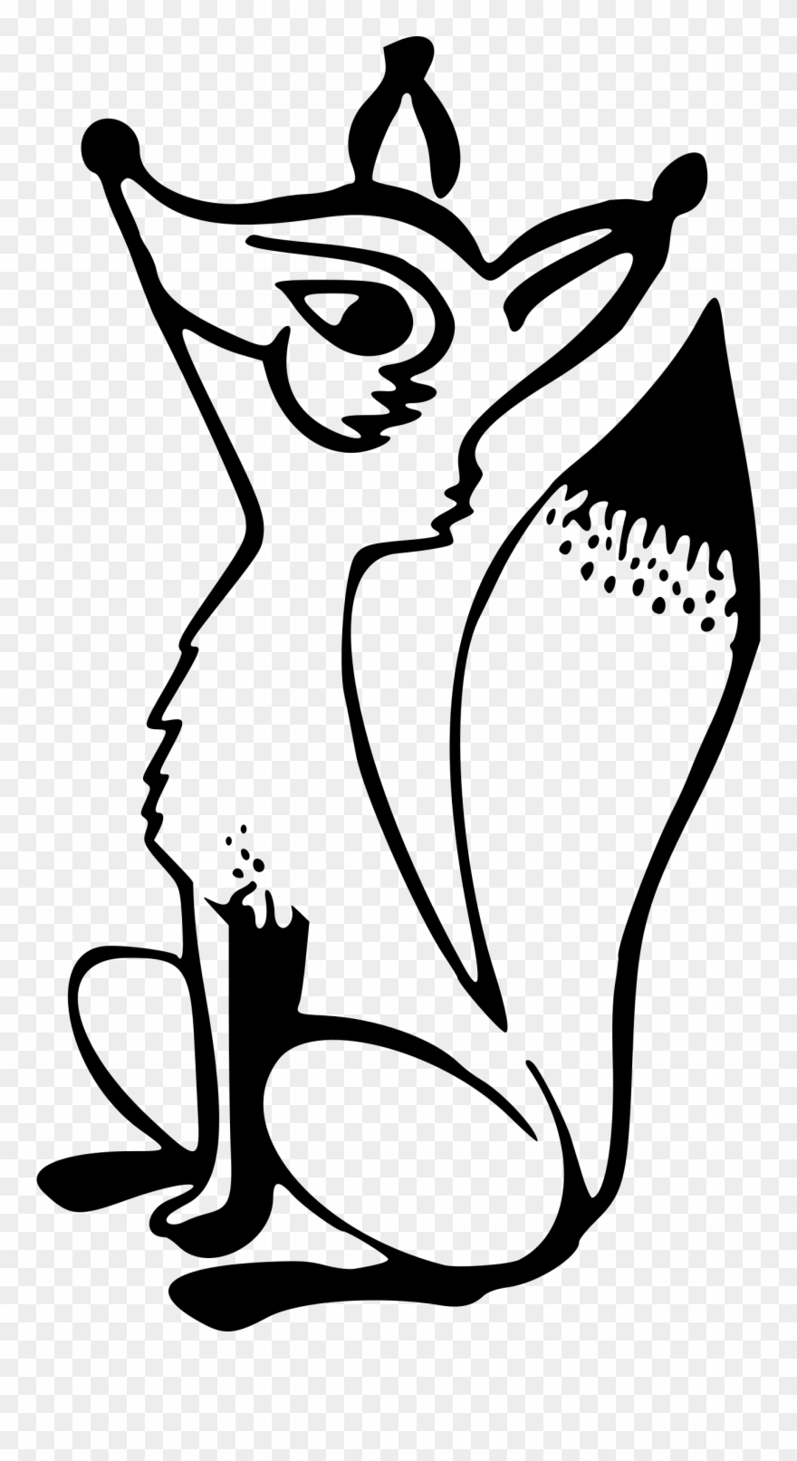 Big Image - Black And White Fox Clip Art - Png Download