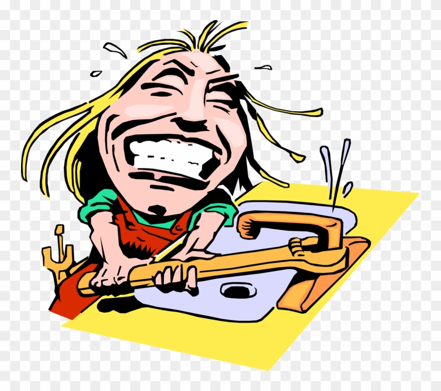 With Pipe Wrench Vector - Maintenance Cartoon Clipart