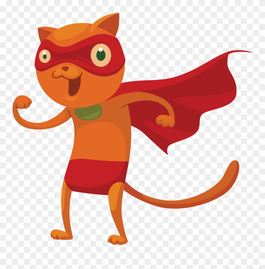 Cat Clipart Superhero - Superhero Cat Cartoon - Png Download