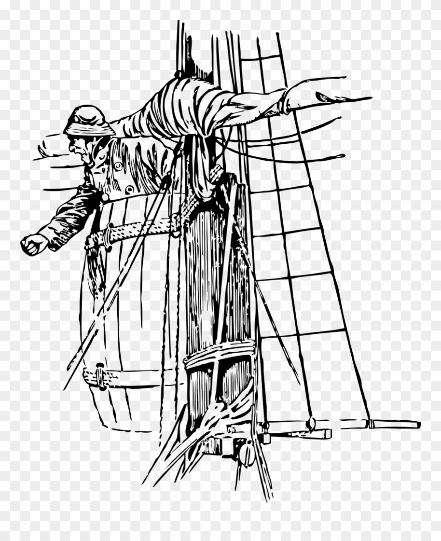 In The Crow's Nest - Sailor In Crows Nest Clipart