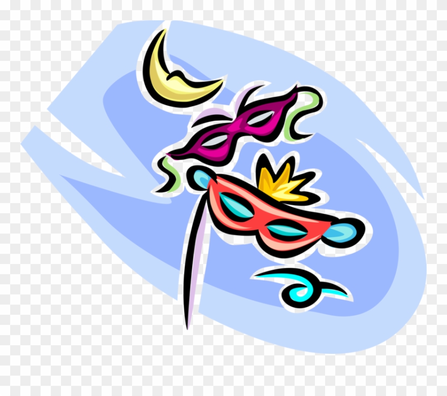 Vector Illustration Of New Orleans Mardi Gras, Shrove - Mascara De Carnaval Clipart