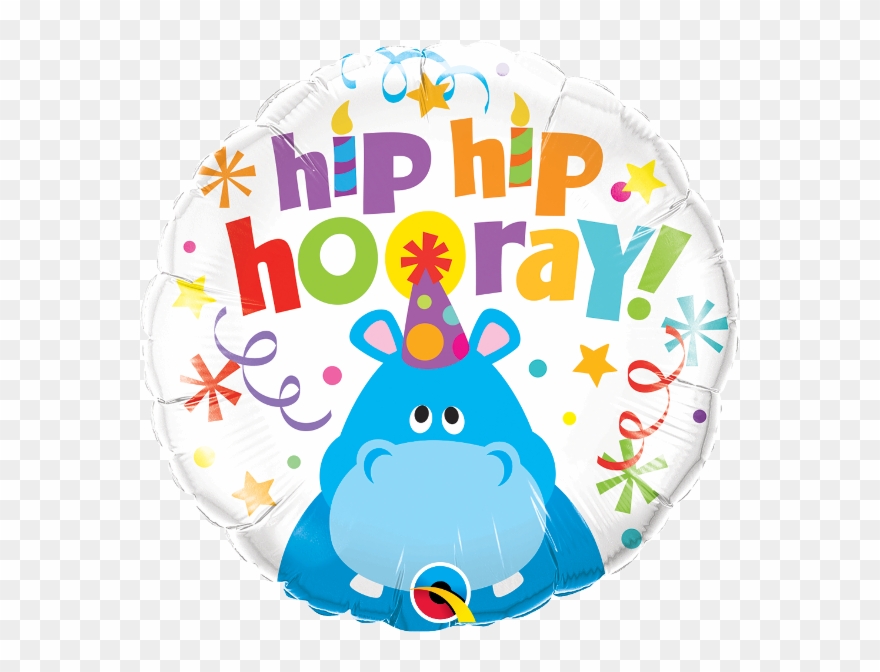 Hip Hip Hooray Hippo Balloon - 'hip Hip Hooray' Hippo Foil Balloon Clipart