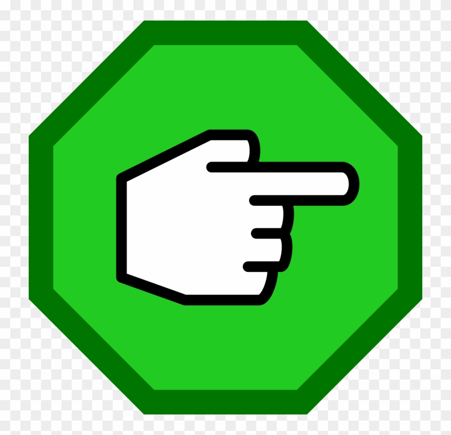Right-pointing Hand In Green Octagon - Png Start Clipart