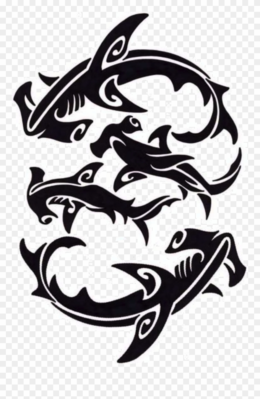 Hummer-head Family Tribal Shark Tattoos, Hammerhead - Tattoo Clipart