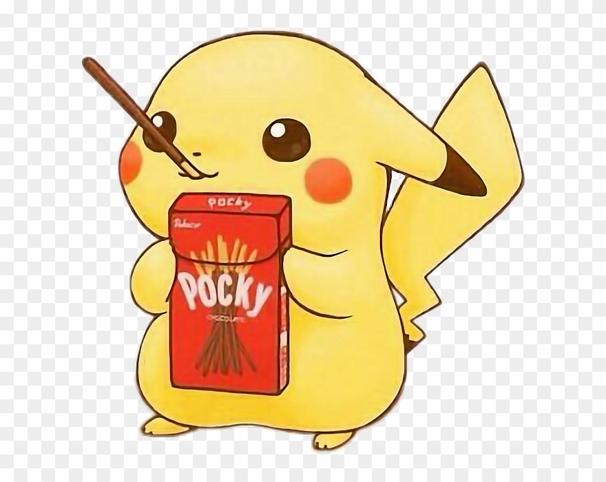 💖not My Art💖 Pikachu Is Eating Pocky Kawaii Pikachu - Kawaii Pikachu Clipart