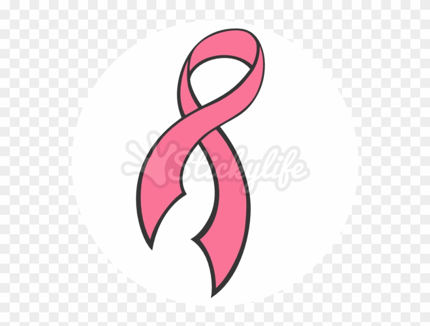 Breast Cancer Ribbon Temporary Tattoo - Circle Clipart