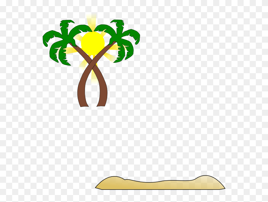 Double Palm Beach Clip Art At Clker - Tree - Png Download