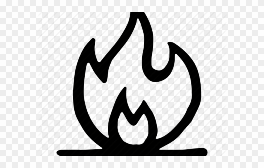 Drawn Campfire Hand - Llama Fuego Dibujo Blanco Y Negro Clipart