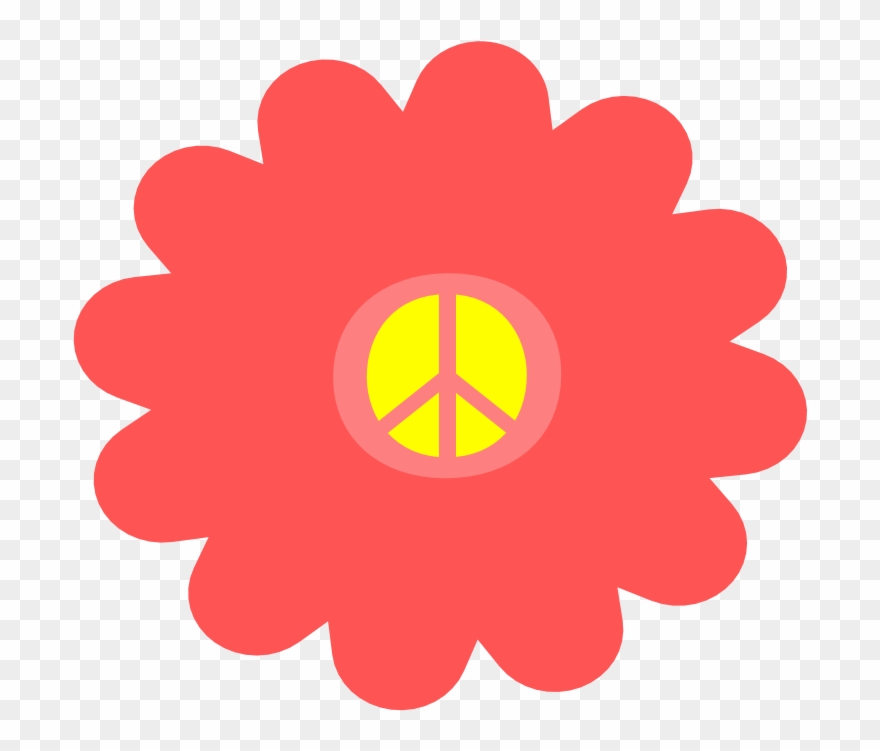 Peace Symbol Peace Sign Flower 1 4 Coloring Book Colouring - 1970's Flower Power Clipart