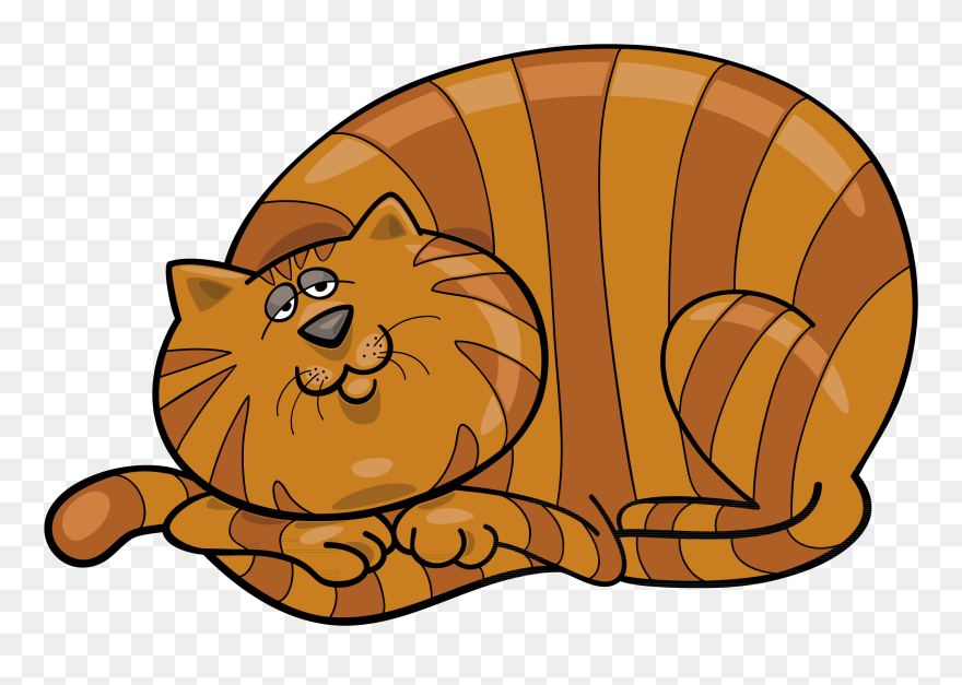 Big Cat Clipart Fat Cat - Tabby Fat Cat Cartoon - Png Download