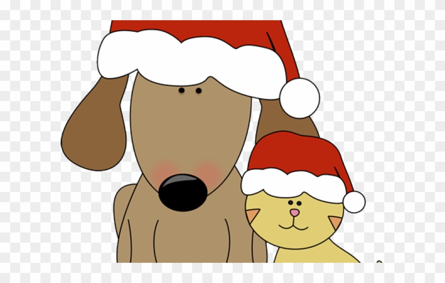 Dog Cat Clipart - Clip Art Dog Santa Hat - Png Download