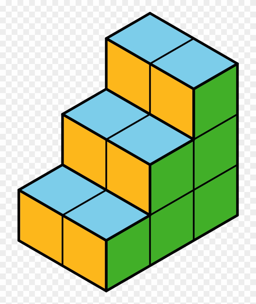 Twelve Cubes Are Stacked To Make This Figure - Surface Area Of A Stacked Cube Clipart