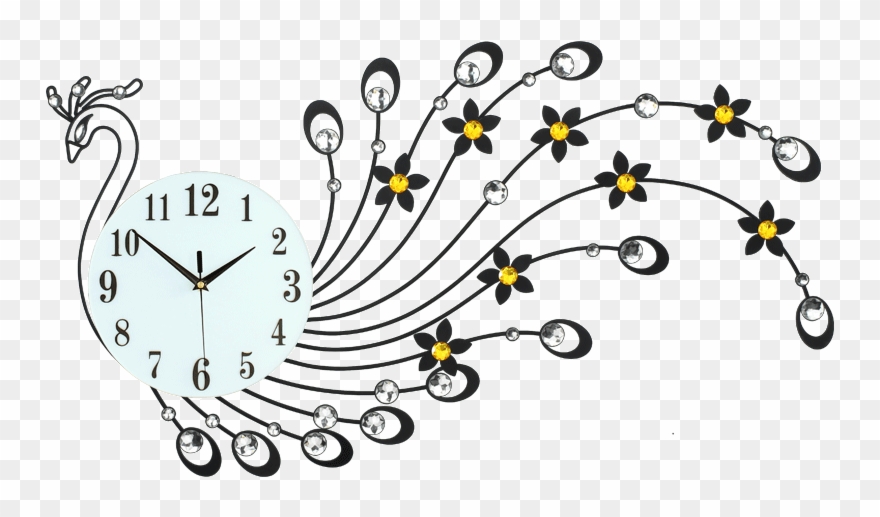 Peacock Clock Wall Clock Living Room Art Personality - Creative Peacock Iron Art Wall Clock Living Room Home Clipart