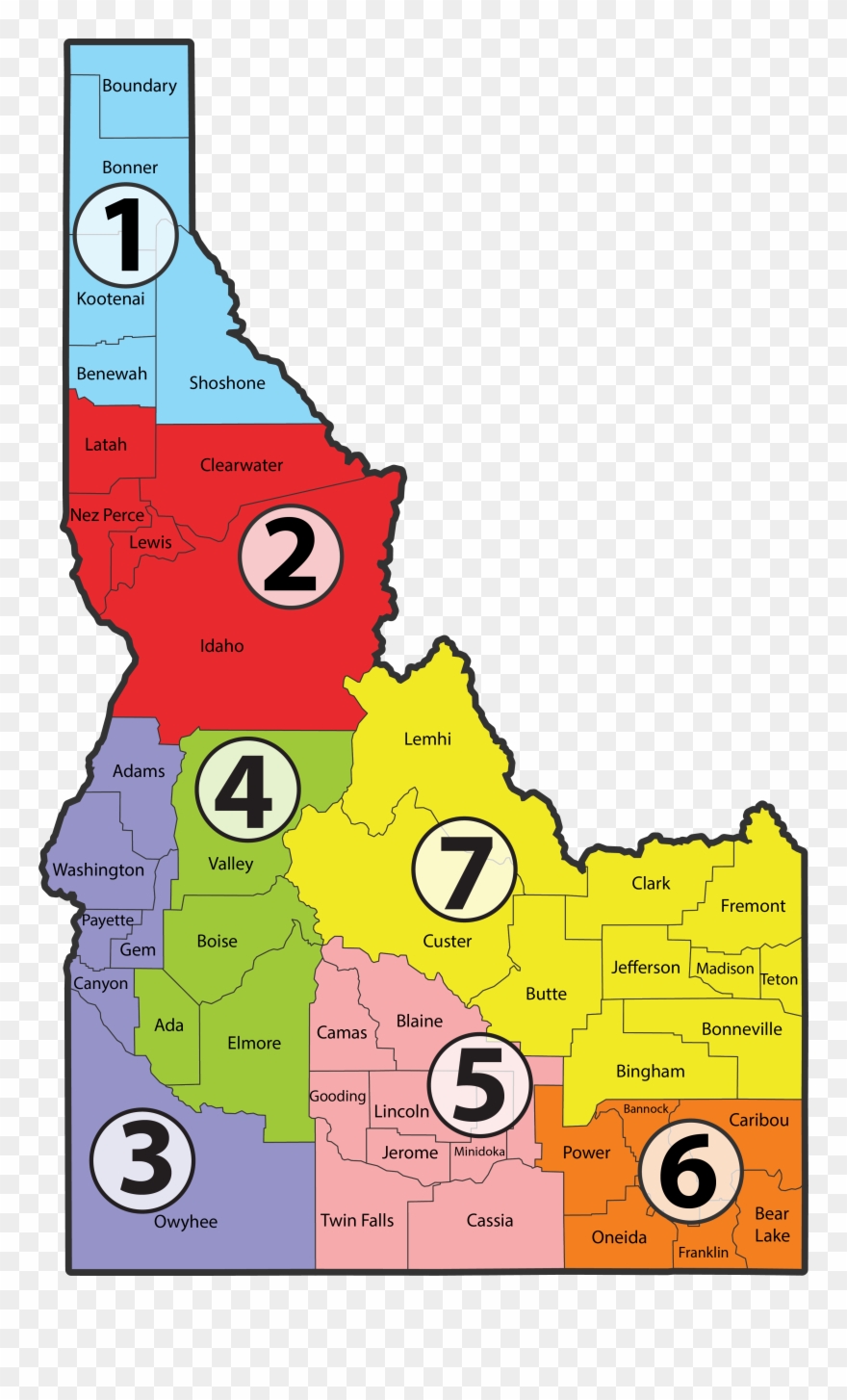 Idaho Regions Map - Idaho Clipart