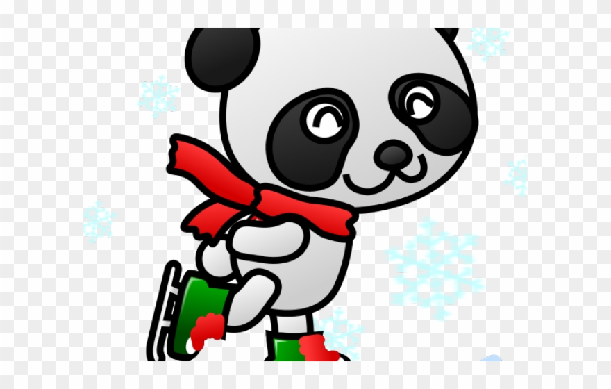 Polar Bear Clipart Ice Skating - Cute Panda - Png Download
