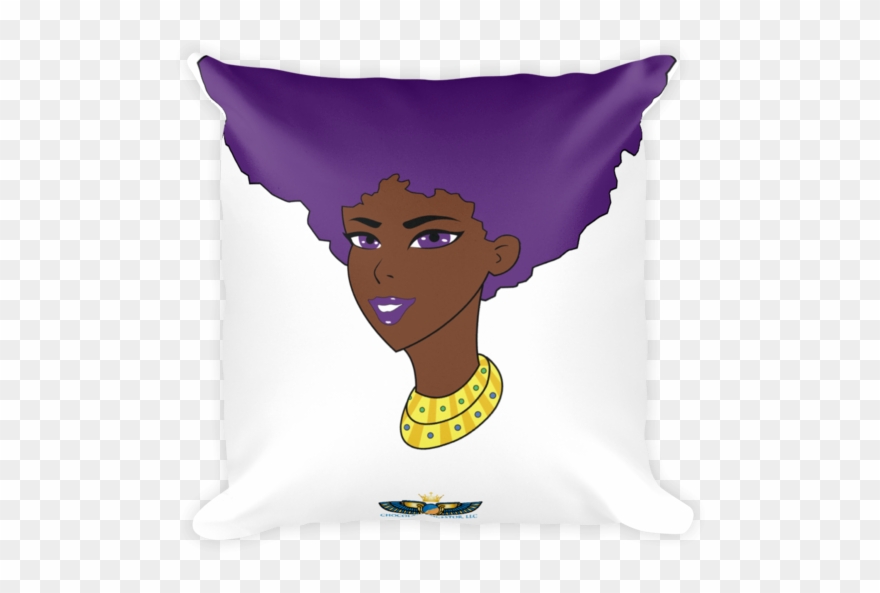 Chocolate Ancestor, Llc- Purple Afro Diva Square Pillow - Purple Afro! Clipart