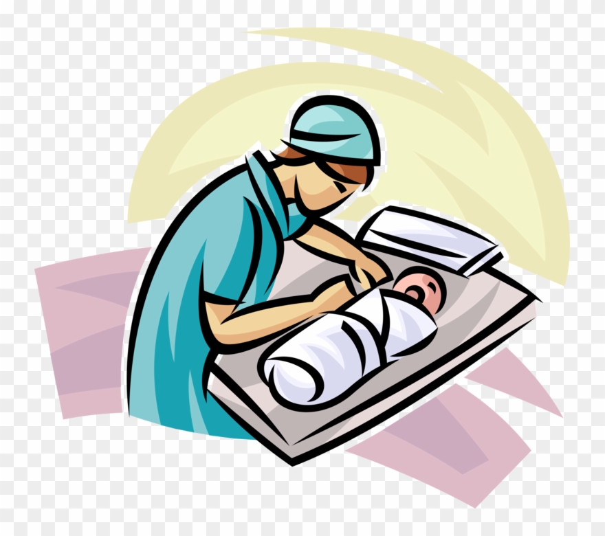 Nurse Wraps Newborn Baby Image Freeuse Vector Graphics Clipart