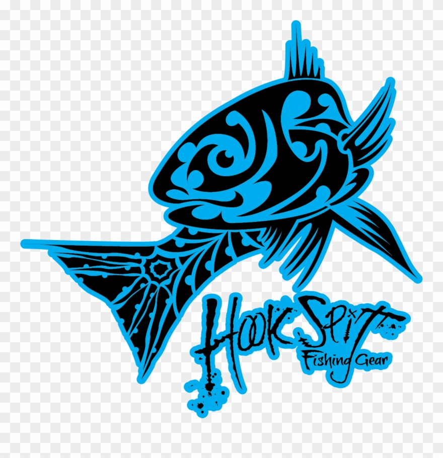 Tribal Fish Blue30 - Hook Spit Fishing Gear Decals Clipart