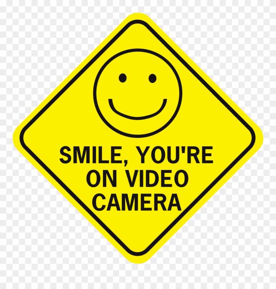 Smile You're On Video Camera W Happy Face Diamond - Oxidizing Agent Sign Clipart