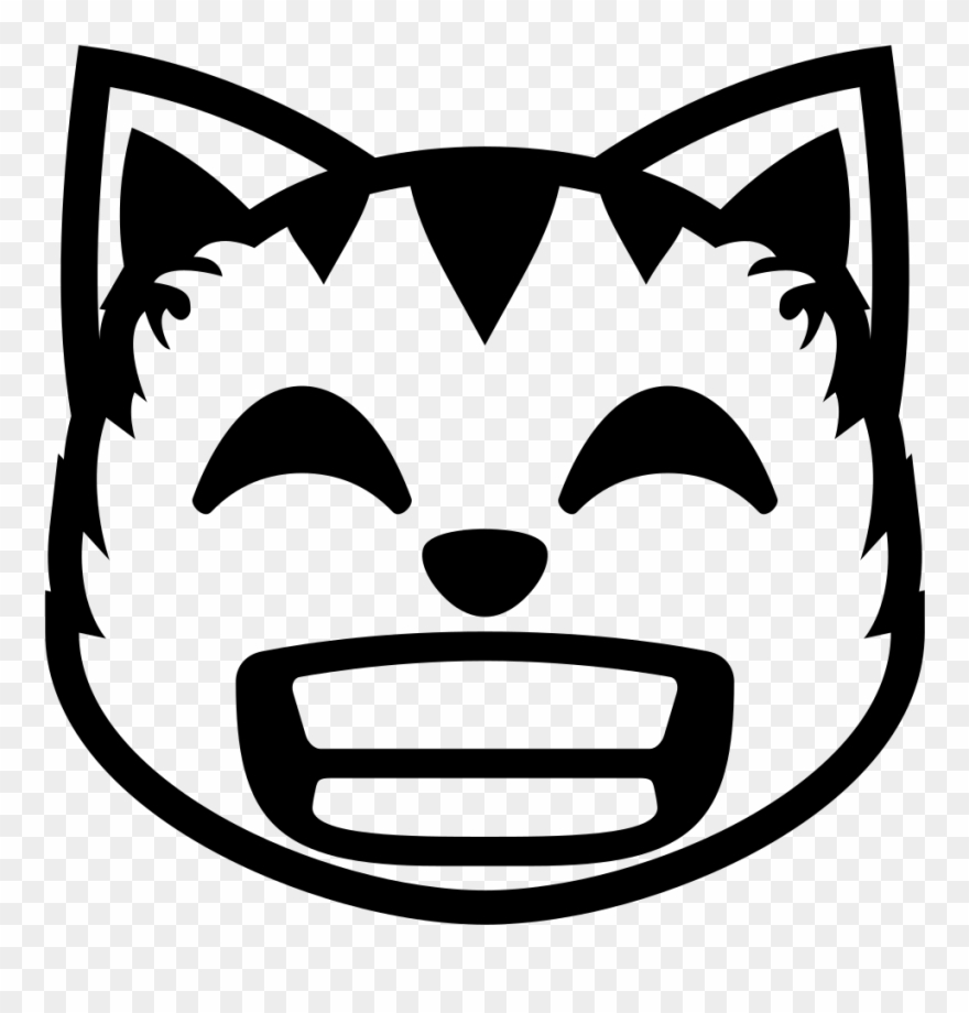Open - Cat Emoji Black And White Clipart