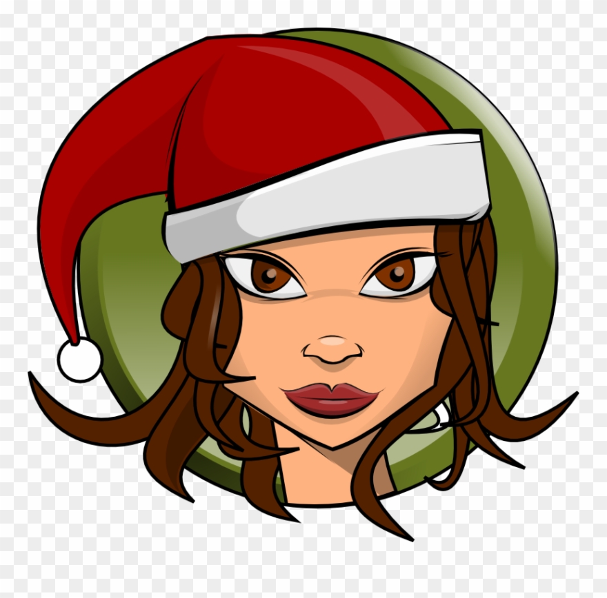 Free Woman Wearing Santa Hat Clip Art - Woman Santa Hat Clipart - Png Download