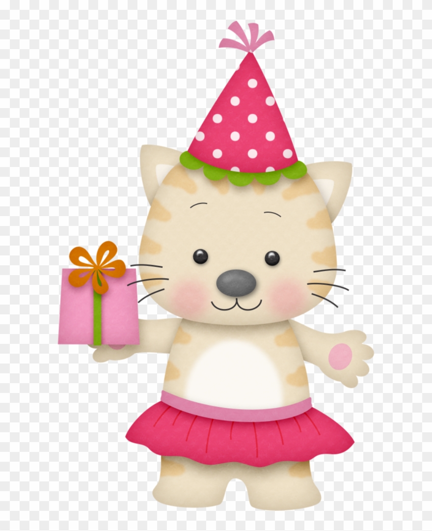 Girl Cat1 - Birthday Cat Clip Art - Png Download