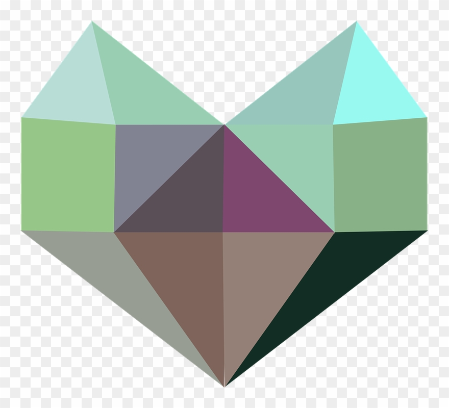 Heart, Graphics, Vector, Green, Violet, 3d - ภาพ กราฟฟิก เวก เตอร์ Clipart