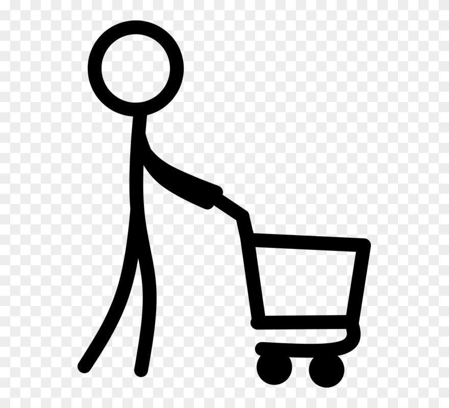 Cart, Drawn, Stick Man, Shopping, Supermarket - Stick Man Shopping Clipart