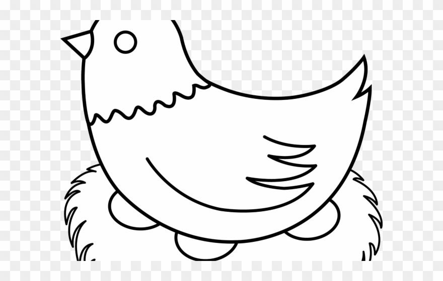 Nest Clipart Hen - Hen Black And White - Png Download