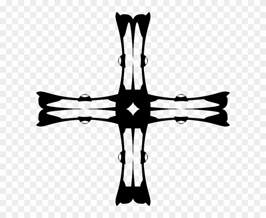 Cross, Church, Silhouette - Salib Abstrak Hitam Putih Clipart