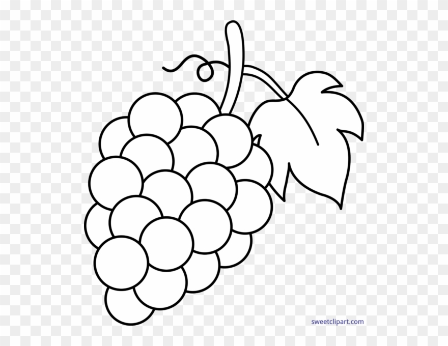 Grape Clipart Black And White - Grapes Clipart Black And White - Png Download