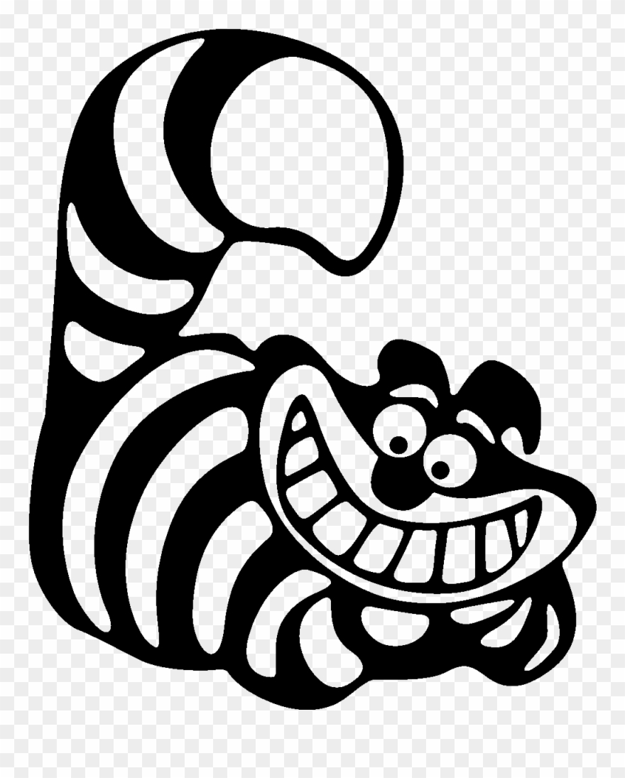 Cheshire Cat Black And White Clipart Alice In Wonderland - Cat From Alice In Wonderland Clipart - Png Download