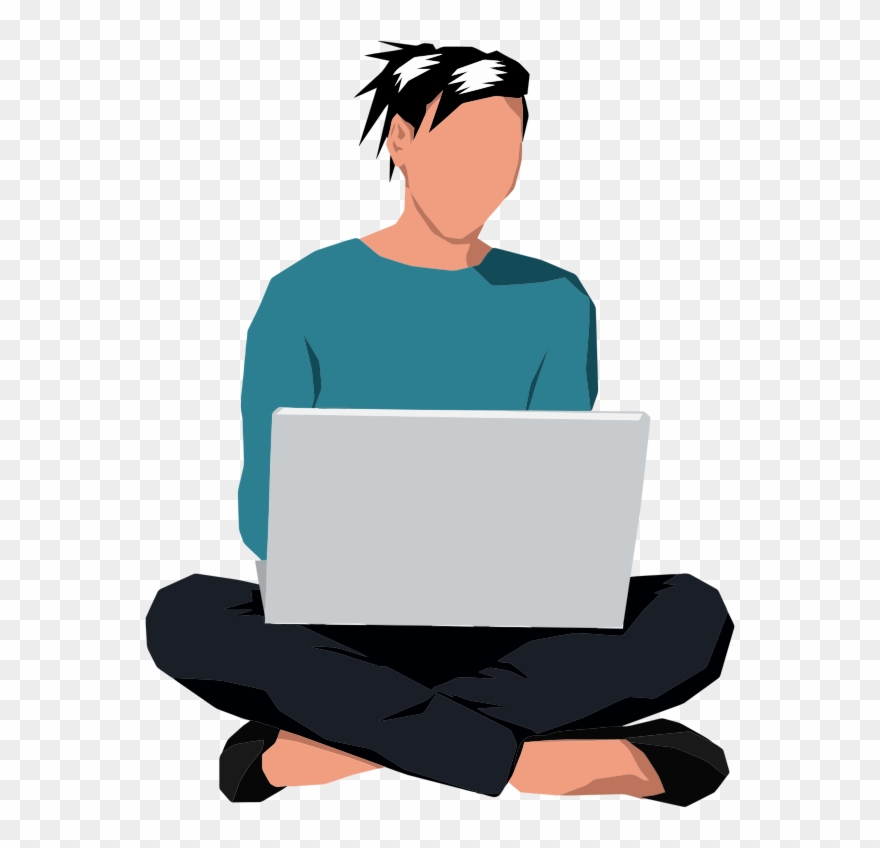 Laptop Manspreading Sitting Can Stock Photo - Person Behind Laptop Clipart - Png Download