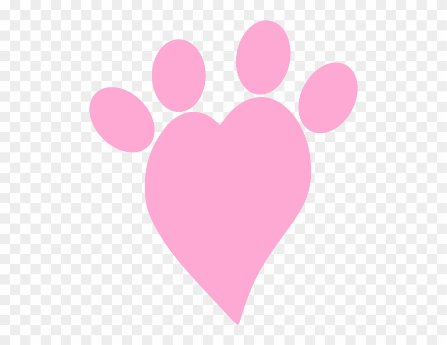 Heart Paw Cliparts - Pink Heart Paw Print - Png Download