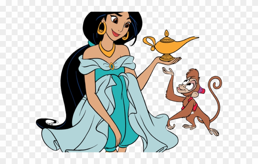 Genie Lamp Clipart Aladdin Magic Carpet - Aladdin And Jasmine And Abu - Png Download