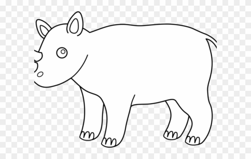 Rhino Clipart Black And White - Rhinoceros - Png Download