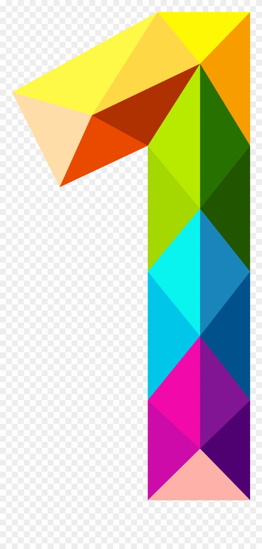 Colourful Triangles Number One Png Clipart Image - Colourful Triangles Number 1 Transparent Png
