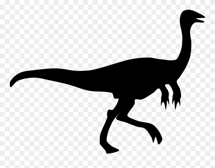 Velociraptor Dinosaur Silhouette Gallimimus Drawing - Clipart Dinosaur Silhouette Png Transparent Png