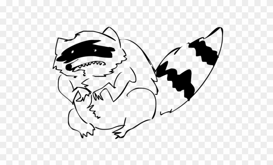 Large Size Of Raccoon Drawing Tutorial Cute Rocket - Cola Mapache Dibujo Png Clipart