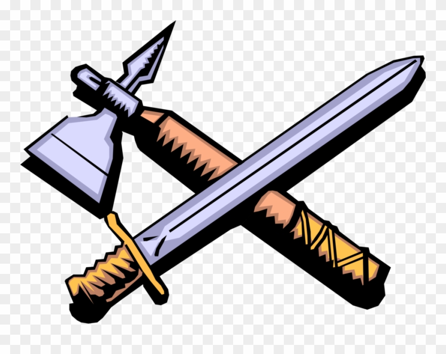 Vector Illustration Of Middle Ages Medieval Sword And - Cartoon Weapons Clipart