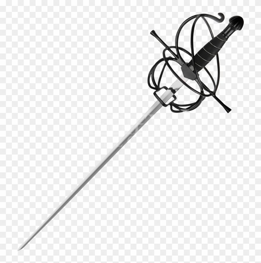 Black Wire Hilt Rapier - Fencing Foil Transparent Background Clipart