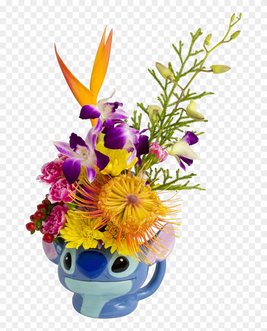 S Stitch Flower Mug Designed By Award Winning - Lilo And Stitch Floral Arrangement Clipart