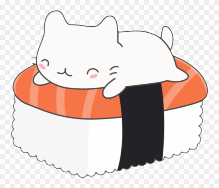 Neko Sushi Yum Cute Sweet Kittylove Kitty Food Kitten - Kawaii Sushi Cat Clipart
