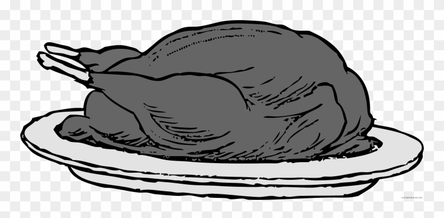 Turkey Platter Animal Free Black White Clipart Images - Turkey Meat Clipart - Png Download