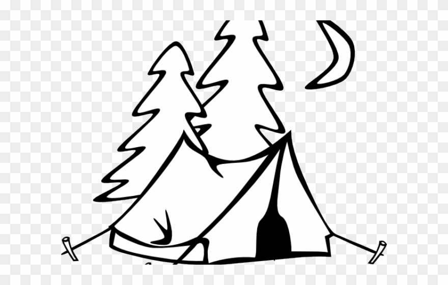 Camp Clipart Outline - Tent Clip Art Black And White - Png Download